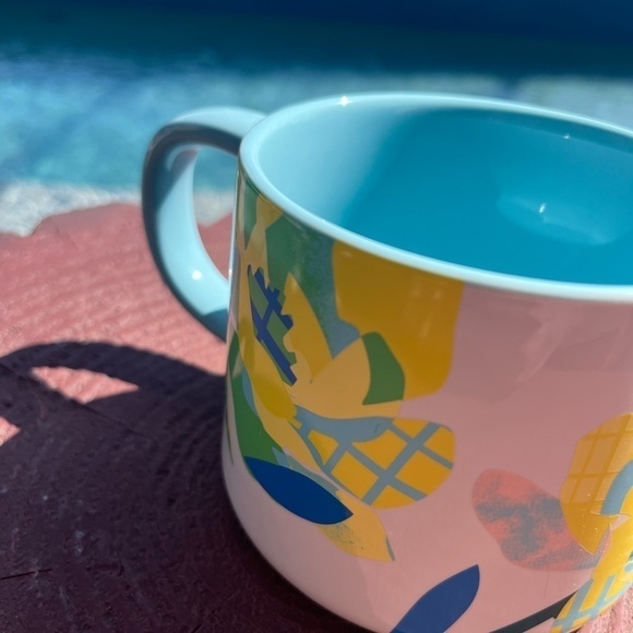 Starbucks 2023 Easter Neon Yellow Blue Flower Bee Ceramic Mug - Picture 6 of 7